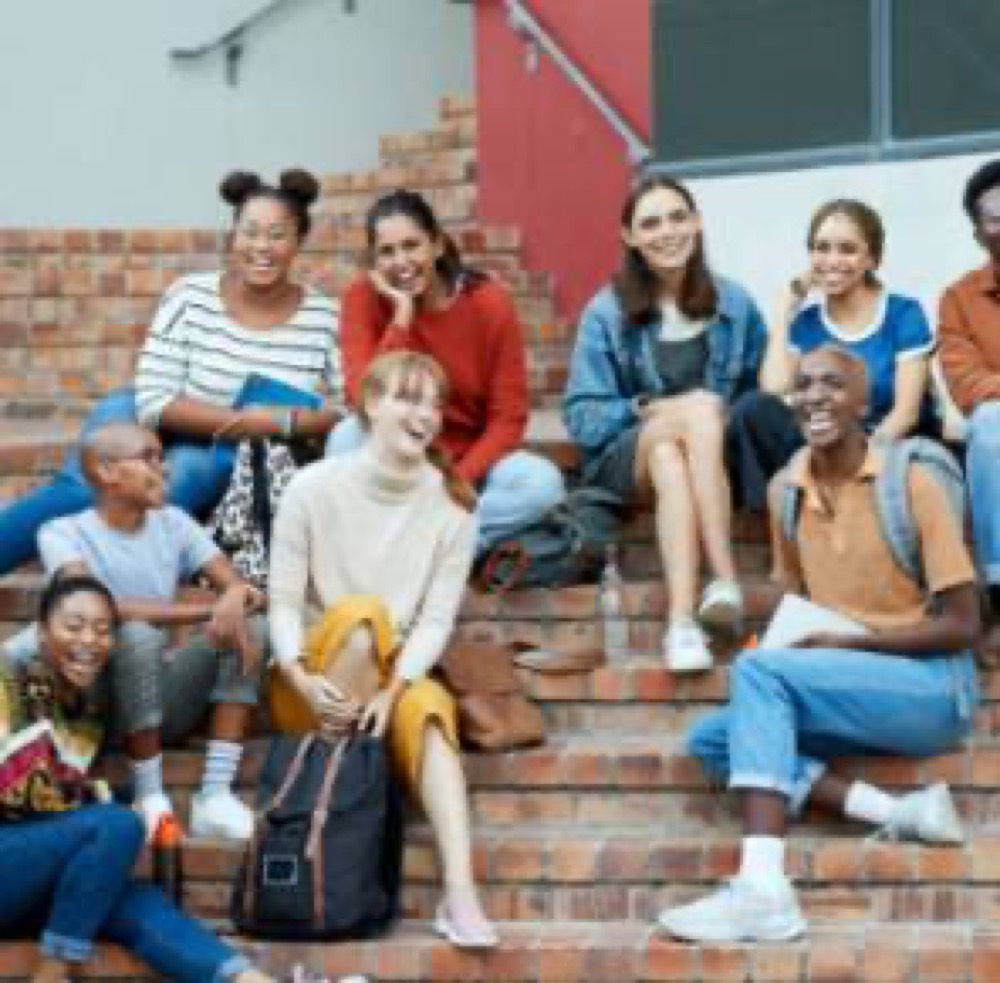 A diverse group of young community members